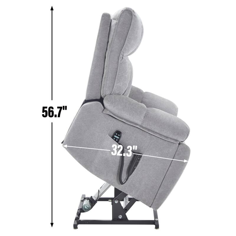 Heavy Duty Dual Motor Infinite Position Power Lift Heat Massage Recliner with Hidden Cup Holders and Power Remote