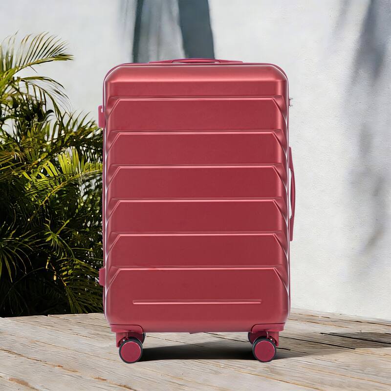 28 Inch Large Checked Luggage, Scratch Resistant Surface Four Multi-Directional Wheels, With Combination Lock and Side Hooks