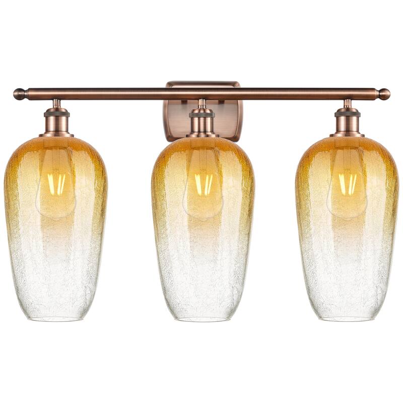 Innovations Lighting Endless Possibilities Ballston - Brookhaven Flute - 3 Light 27" Bath Vanity Light - Antique Copper/Amber