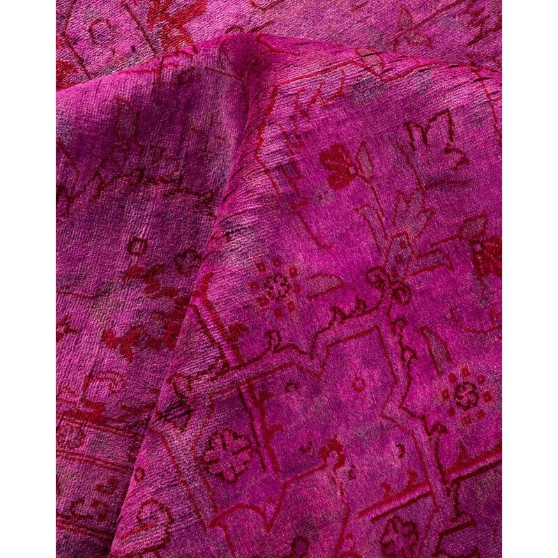 Overton Hand Knotted Wool Vintage Inspired Modern Contemporary Overdyed Pink Square Area Rug - 8' 2" x 8' 3"