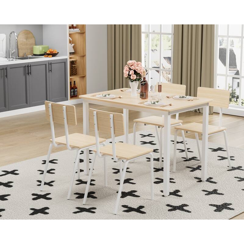 Modern Dining Table Set with MDF Tabletop, Space-Saving Dining Table, for Living Rooms and Kitchens, 5-Piece Set