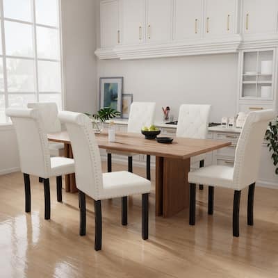 High-Back Tufted Nailhead Upholstered Dining Chairs (Set of 6)
