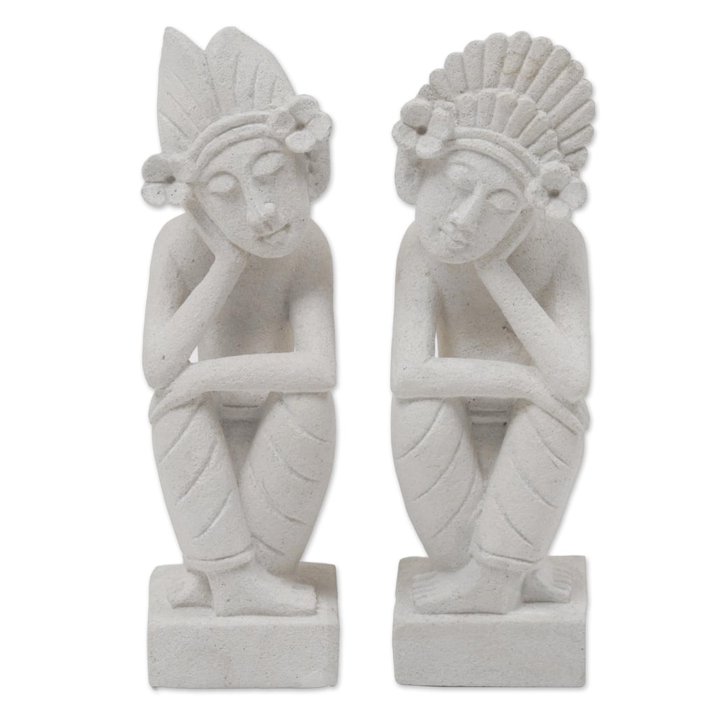 Novica Handmade Jegeg And Bagus Sandstone Sculptures (Pair)