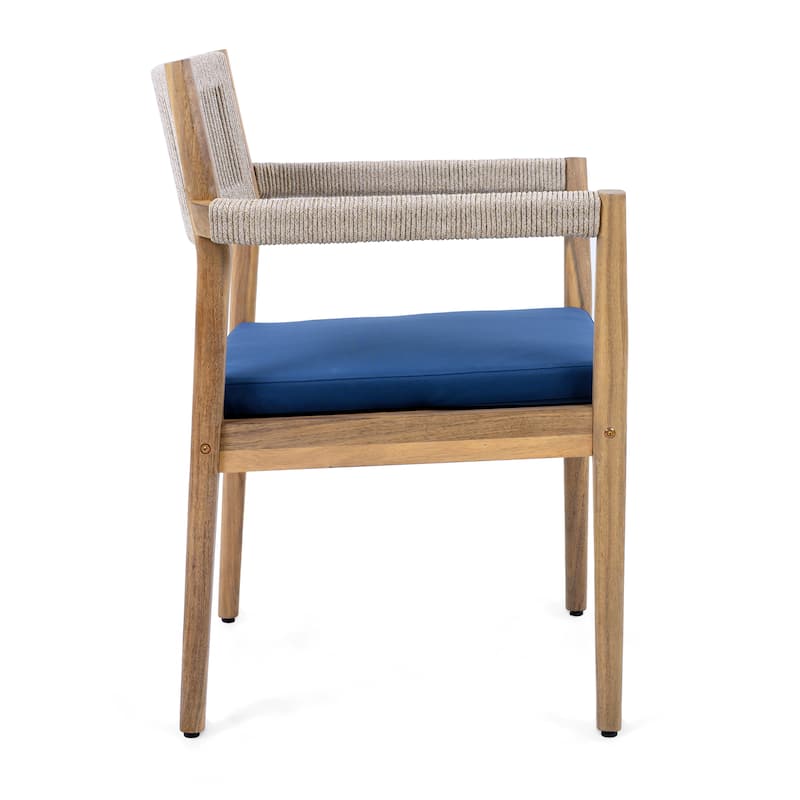 Christopher Knight Home - Franky Acacia Outdoor 5 Piece Dining Set with Rope and Cushion