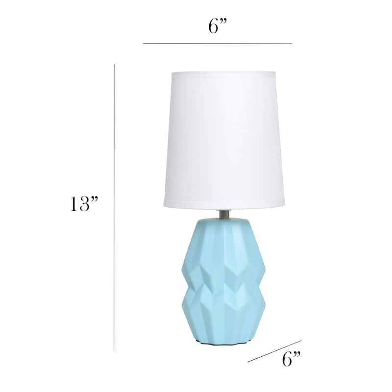Ceramic Geometric Table Lamp with Fabric Shade for Bedroom - 6 x 6 x 13 in. (L x W x H)