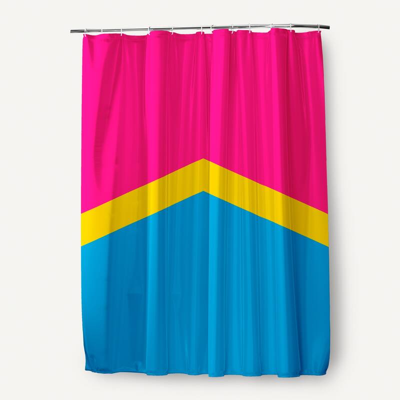 Inclusive Pride Flag Durable Poly Shower Curtain - Pansexual Chevron