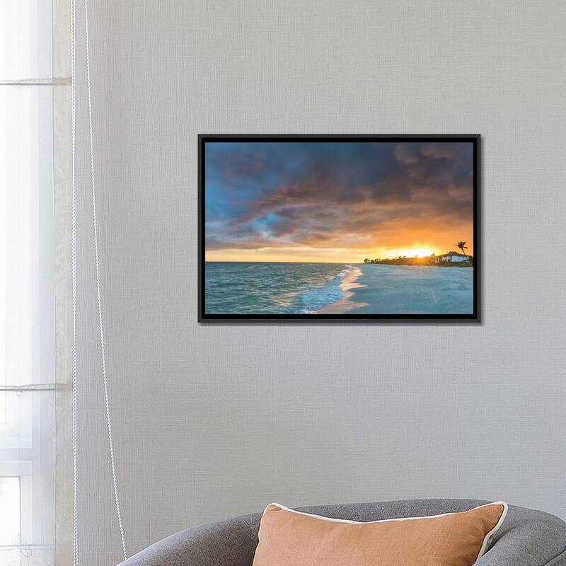 iCanvas "Sunset clouds over the Gulf of Mexico on Sanibel Island in Florida, USA" by Chuck Haney Framed Canvas Print