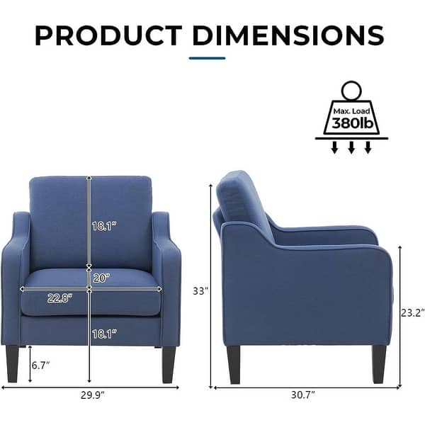 dimension image slide 1 of 15, VINGLI Mid Century Modern Fabric Accent Chair
