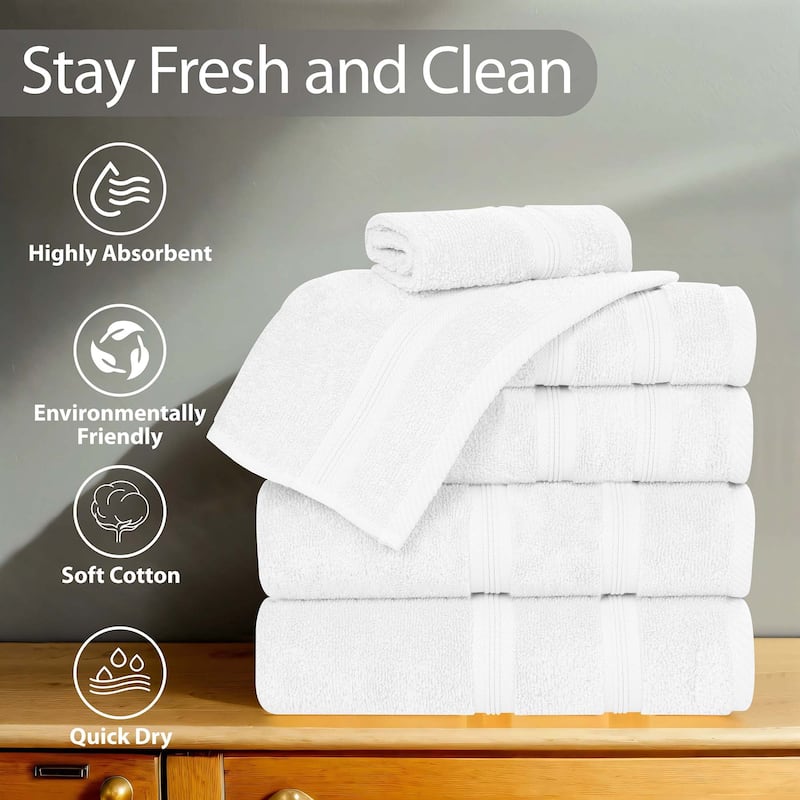 Superior Smart Dry Zero Twist Cotton Hand Towels, Set of 6