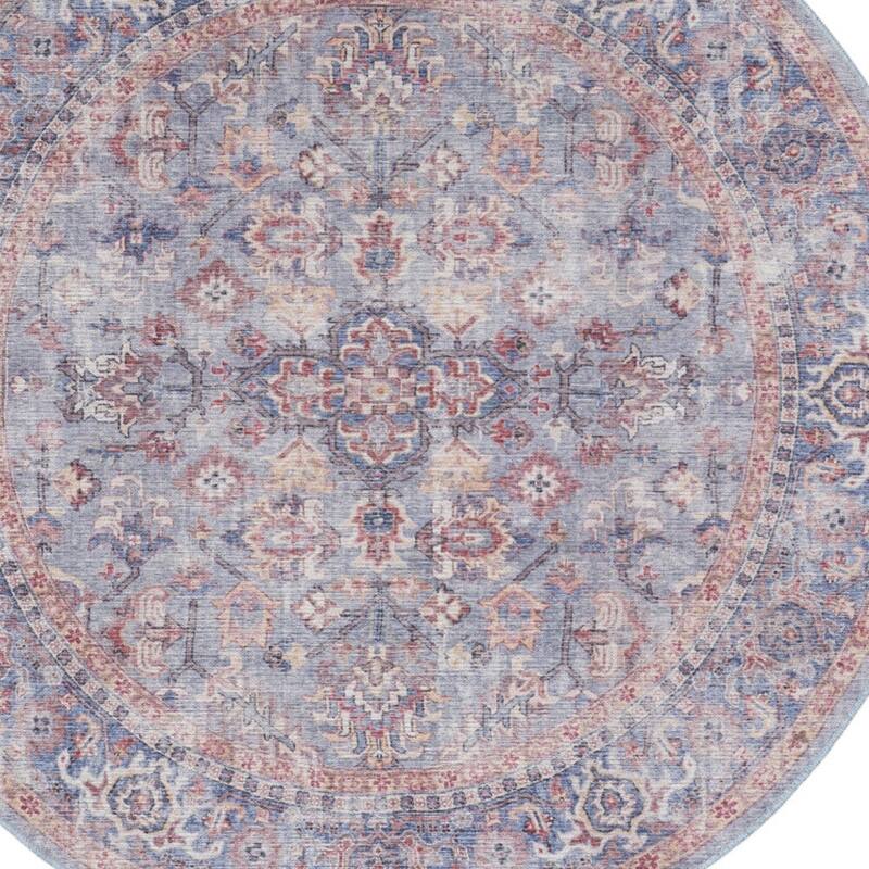 Gufav Power Loomed Distressed Geometric Floral Traditional Area Rug By HomeRoots - 94' X '94' X '0.28