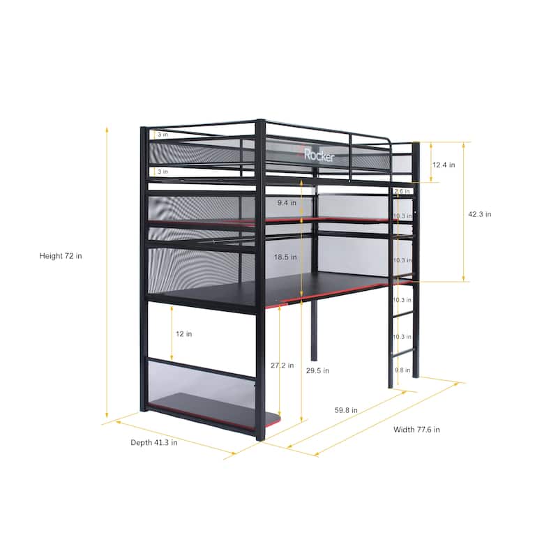 X Rocker Battle Bunk Gaming Bunk Bed with Desk