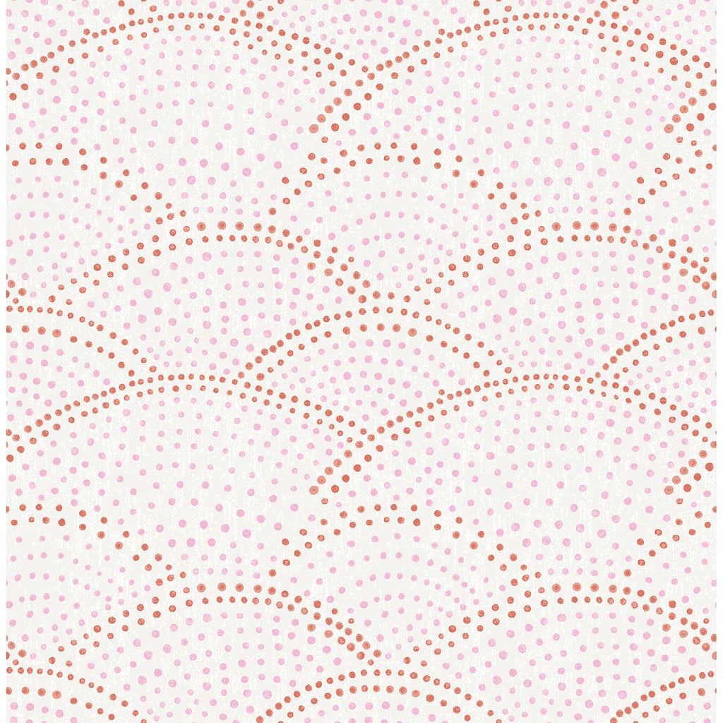A-Street Prints Bennett Pink Dotted Scallop Wallpaper