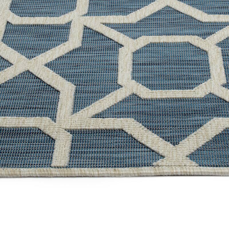Contemporary Transitional Geometric Textured High-Low Cut & Loop Runner - 2x 6