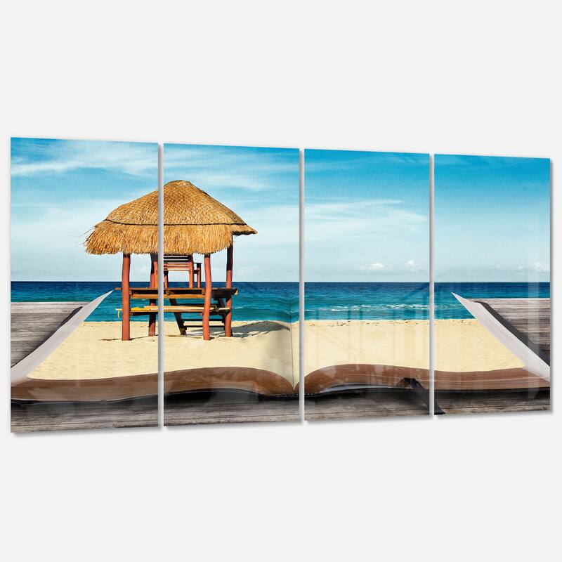 Designart "Beach scene in book" Sea & Shore Photography on Wrapped
