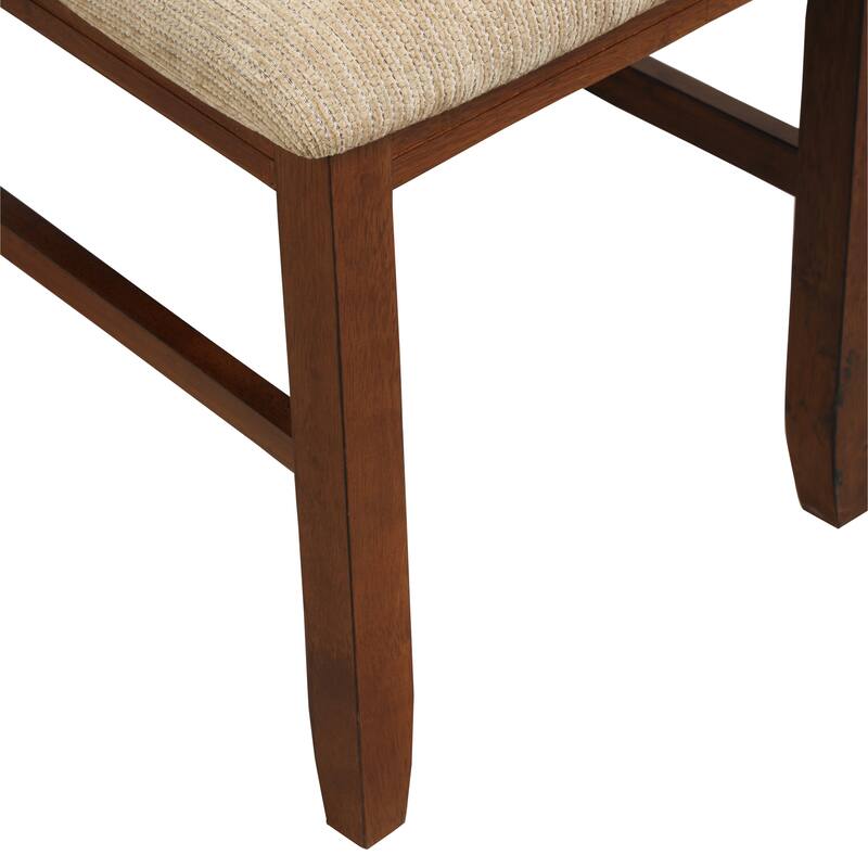 Roundhill Furniture Karven Wood 6-Piece Dining Set, Extendable Trestle Dining Table with 4 Chairs and Bench, Dark Hazelnut