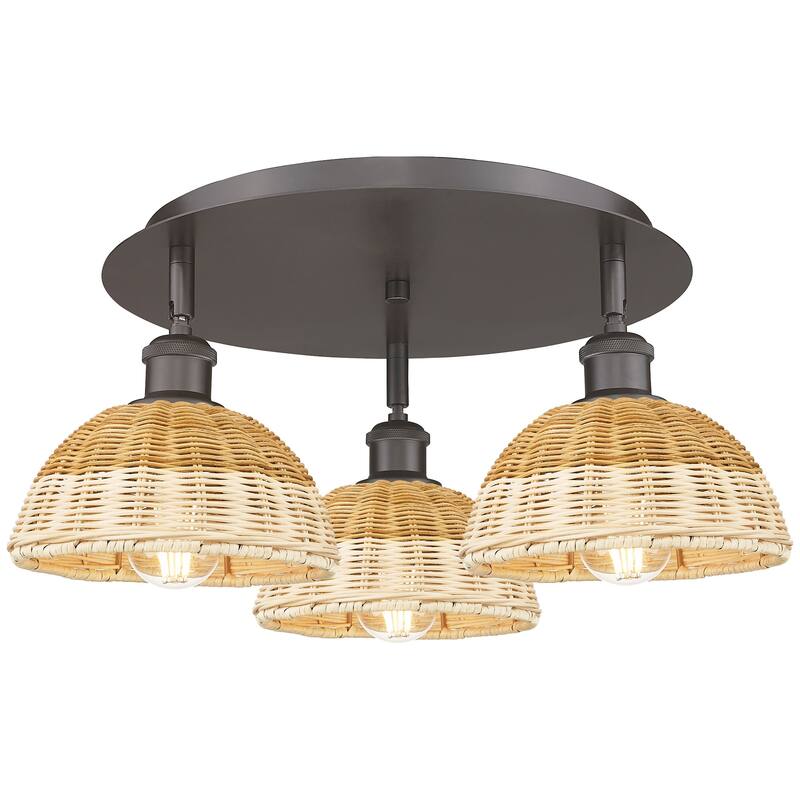 Innovations Lighting 516-3C-9-20 Bristol Natural II Semi-Flush Bristol - Oil Rubbed Bronze / Natural