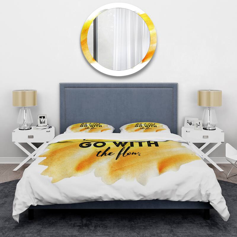 Designart 'Only Dead Fish Go With The Flow' Modern Duvet Cover Set