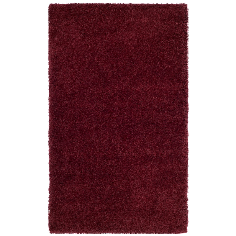 SAFAVIEH Laguna Shag Verdiana Solid Color 2-inch Thick Rug. - 3' x 5' - Maroon - Rectangle