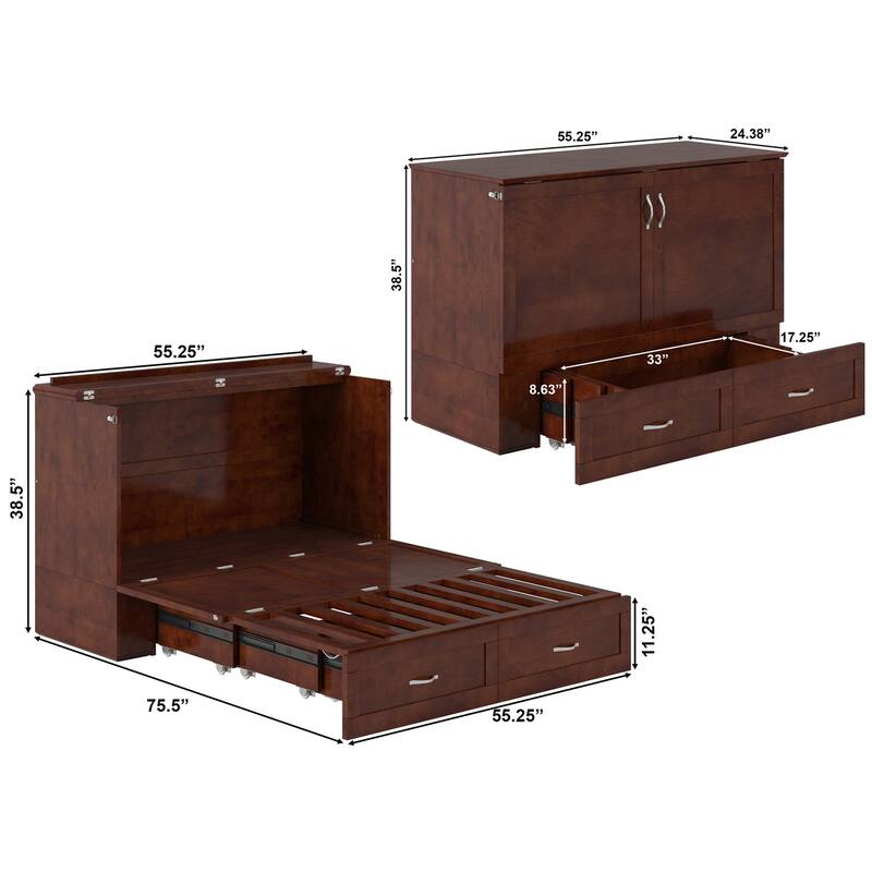 Hamilton Murphy Bed Chest with Mattress and Storage Drawer