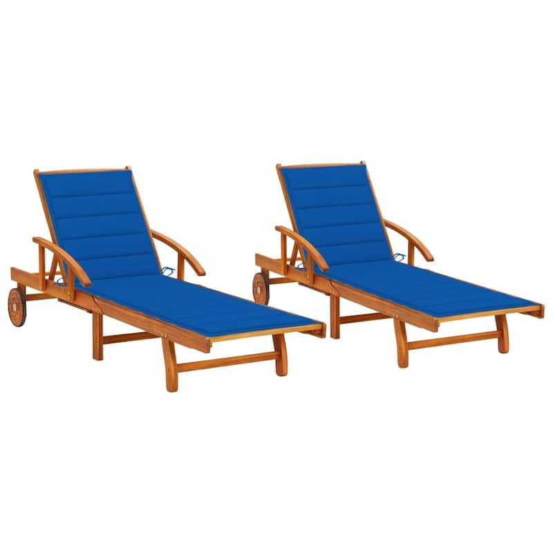 vidaXL Patio Lounge Chair Sunbed Sunlounger with Cushion Solid Acacia Wood