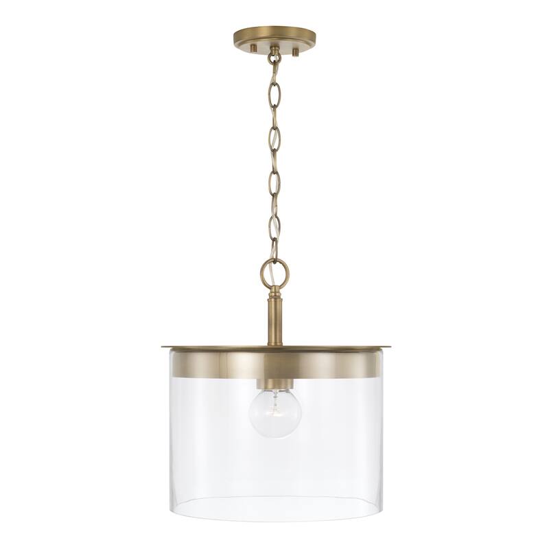 Mason 1-light Convertible Pendant/ Semi-Flush Mount - Aged Brass