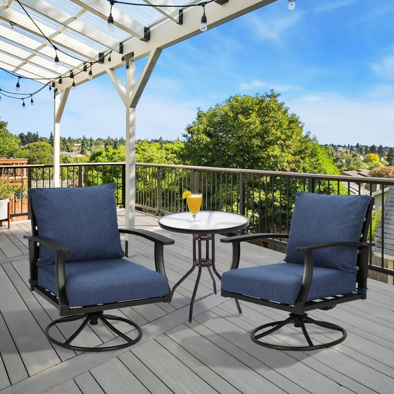 Aoodor Outdoor Deep Seat Cushion Set, Waterproof Patio Furniture Cushions with Adjustable Straps & Removable Cover