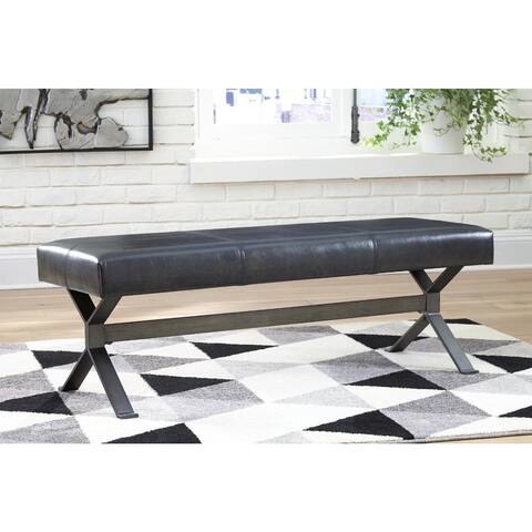 Signature Design by Ashley Tucci Black Distressed Faux Leather Accent Bench