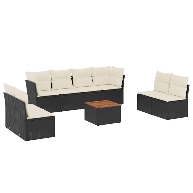 vidaXL Garden Sofa Set Black - 24.4 x 24.4 x 27.2