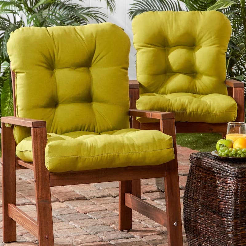 21 x 42-inch Solid Color Outdoor Seat/Back Chair Cushions (Set of 2) (Cushions Only)
