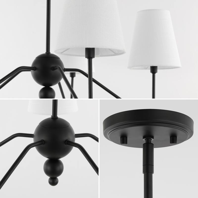 Signe 32" 5-Light Classic Minimalist Iron Inverted Gourd LED Chandelier, Black by JONATHAN Y
