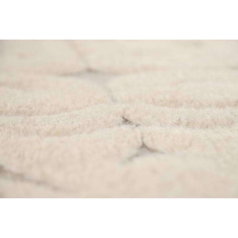 Beige Moroccan Style Area Rug Hand-Knotted Wool Carpet - 5'1"x 8'2"