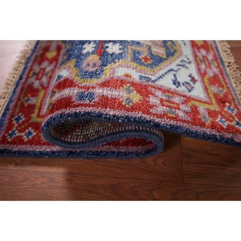 Blue Kazak Indian Accent Rug Hand-Knotted Wool Carpet - 2'0" x 3'0"