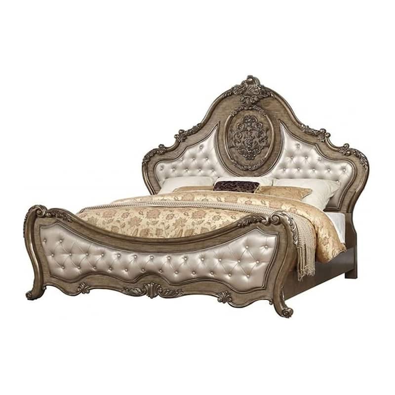 Traditional Elegant Style Queen Size Arched Panel Bed, Brown