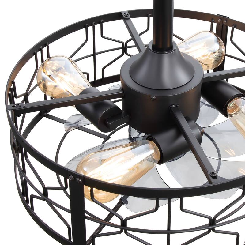 16.5-in Black Chandelier Ceiling Fan with Remote Light(7-blade)