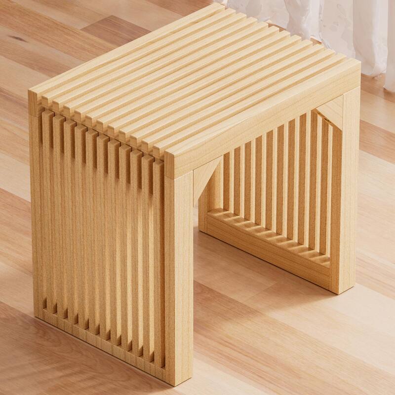 Rustic Solid Wood Bench - Triangular Support Design