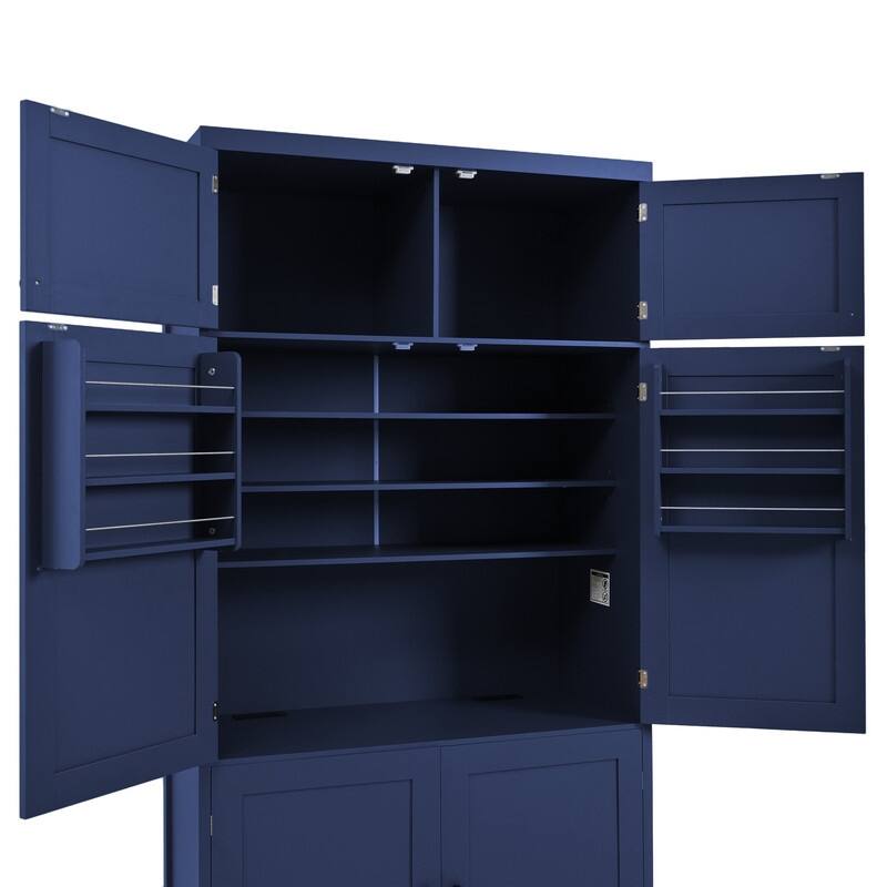 Modern 80.1" Tall Freestanding Kitchen Pantry Cabinet with Adjustable Shelves and 2 Power Outlets