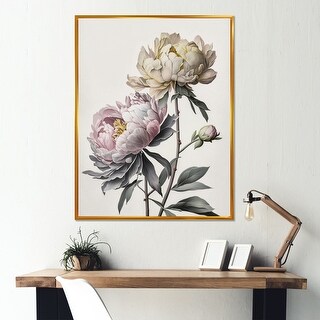 Designart "Peony Flower II" Floral Peony Framed Canvas Art Print - Bed ...