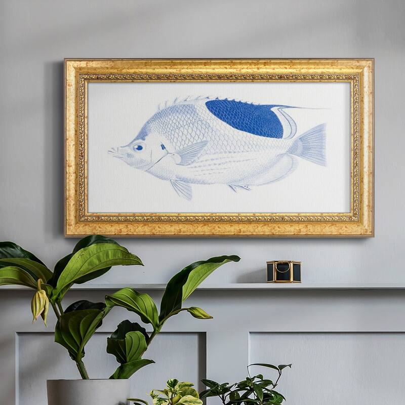 Blue & White Tropical Fish I Premium Framed Canvas- Ready to Hang