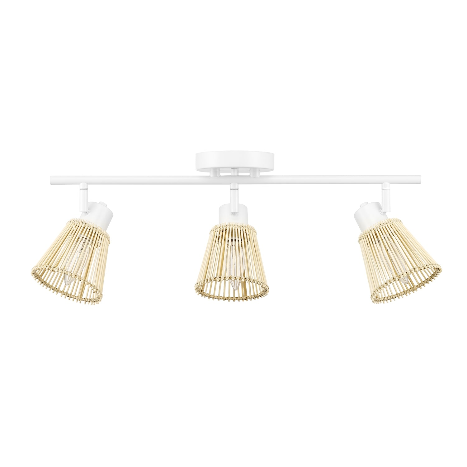 3 Light Matte White Track Lighting with Bamboo Shades 4.75 Bed Bath Beyond 41249002