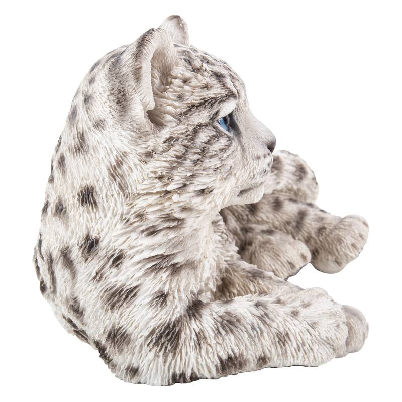 10.25" Snow Leopard Cub Outdoor Garden Statue