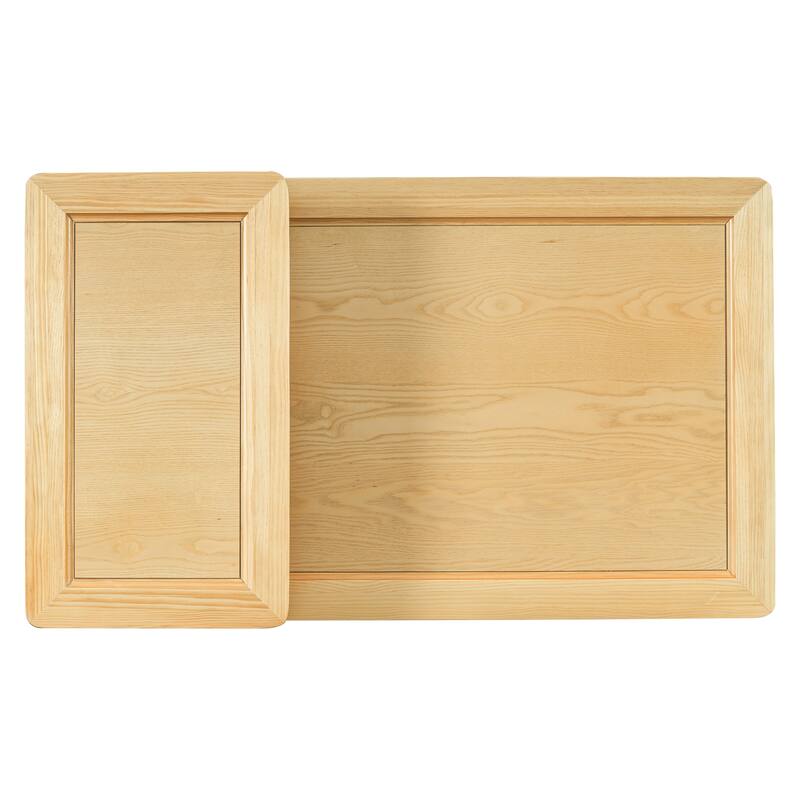 Modern Coffee Table with 1 Rattan Drawer and 1 Storage Shelf, CenterTable Cocktail Table with 2 Tabletops For Living Room