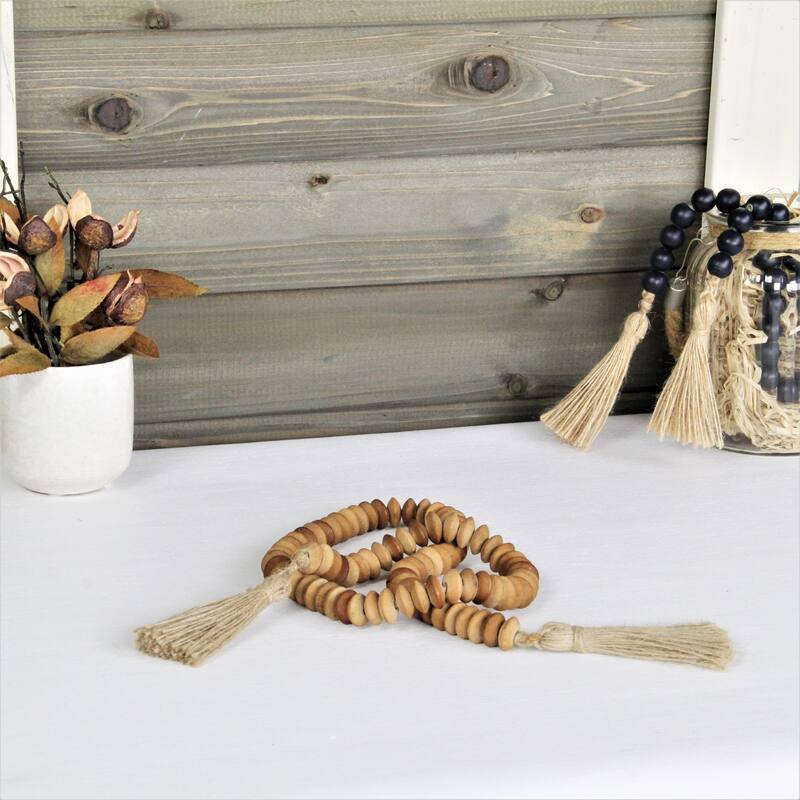 Akaida Brown Wooden Abacus Styled Bead Tassel Decor - Brown
