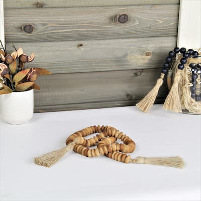 Akaida Brown Wooden Abacus Styled Bead Tassel Decor