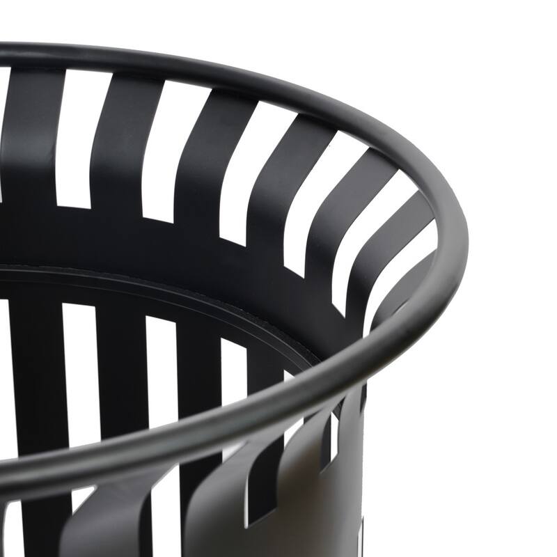 Commercial Outdoor Slatted Steel Trash Can with Inner Bin