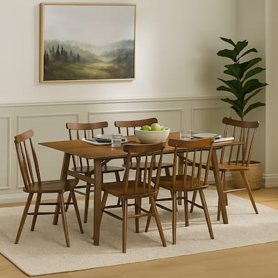 Yumi 71 Inch Dining Table, Trestle Base, Wood Grain Finish, Walnut Brown