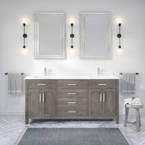 Kate 72-in Solid Hardwood Bathroom Vanity with Power Bar and Drawer Organizer