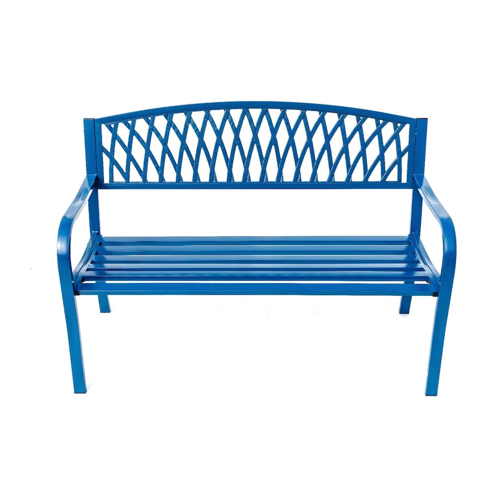 Cast Iron Outdoor Garden Bench - 50" - Blue