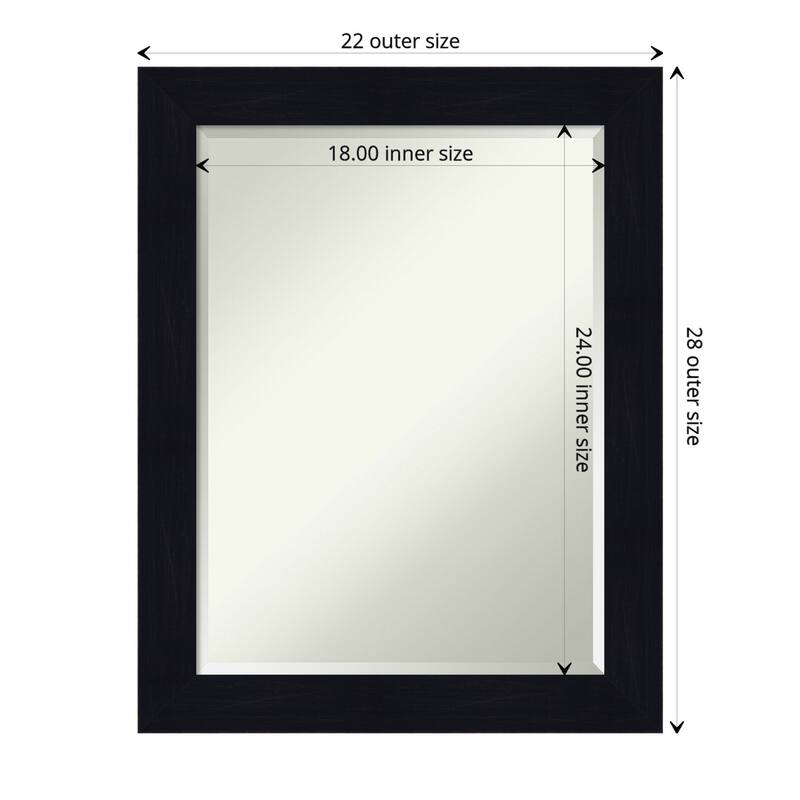 Beveled Wood Wall Mirror - Shiplap Navy Frame - Outer Size: 22 x 28 in