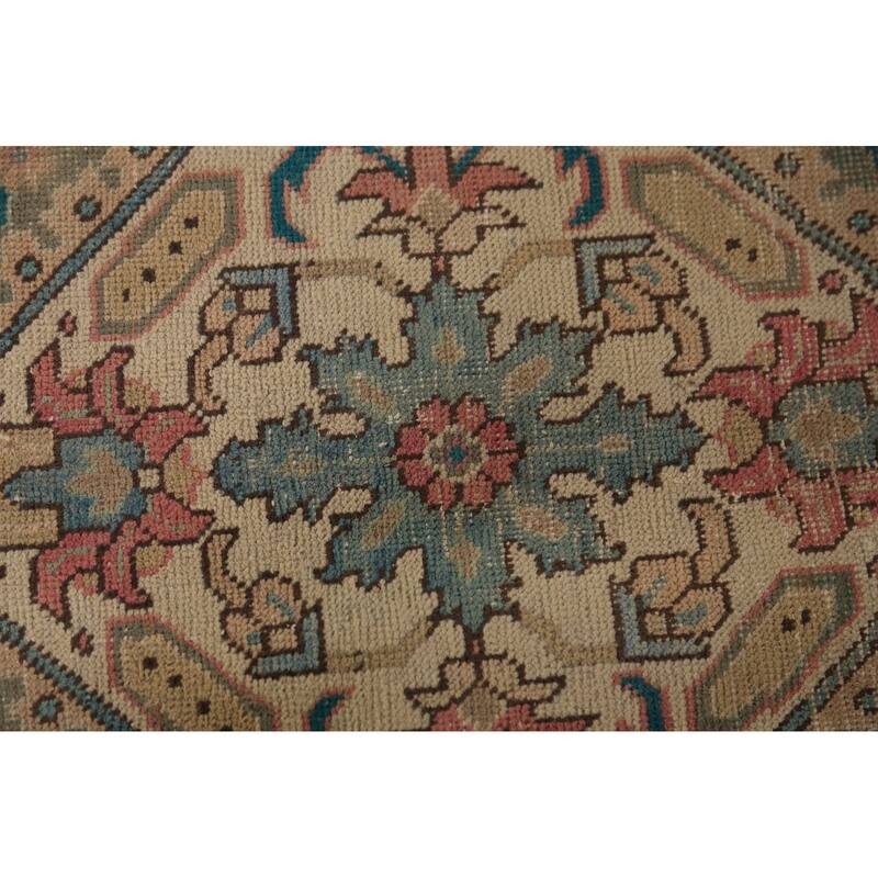 Pink Geometric Tabriz Persian Area Rug Hand-Knotted Wool Carpet - 9'7"x 12'7"