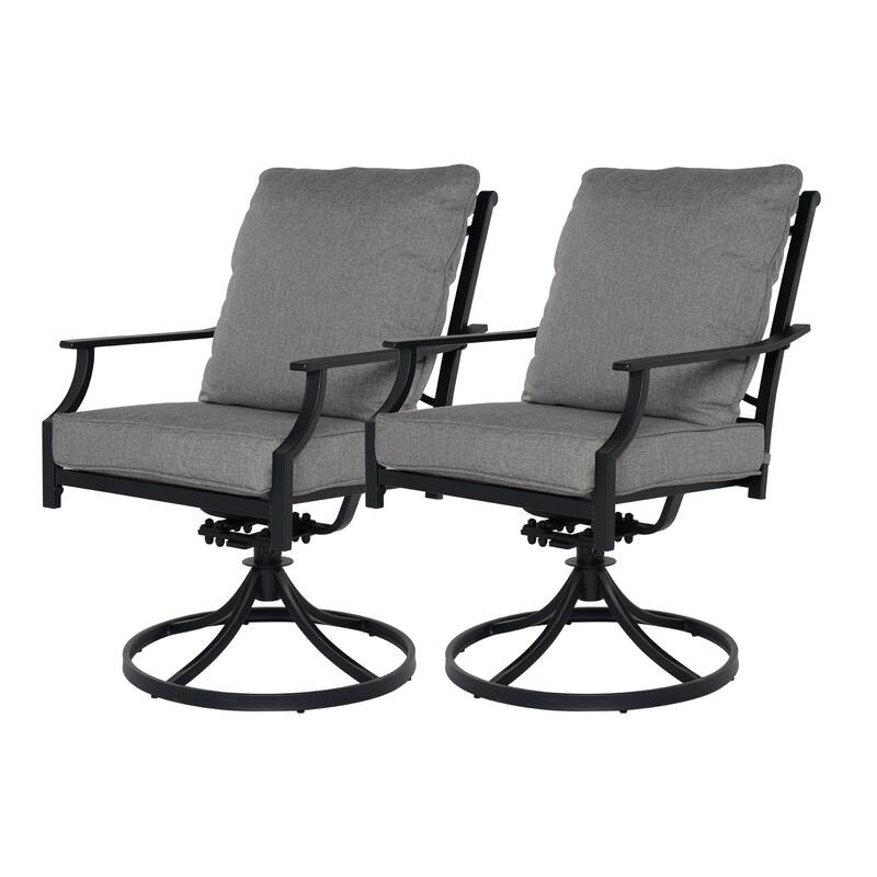 Outdoor Swivel Dining Set for 2, Outdoor Furniture Set with Cushions - Grey